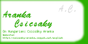 aranka csicsaky business card