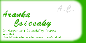 aranka csicsaky business card